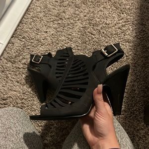 Strappy black heels